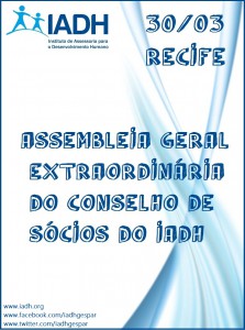 Leia mais sobre o artigo IADH convoca conselho de associados para Assembleia Geral Ordinária no próximo dia 30